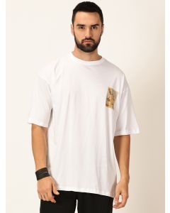 Men White Pure Cotton Oversized Tshirt