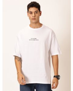 Men White Printed Oversized Cotton Tshirt