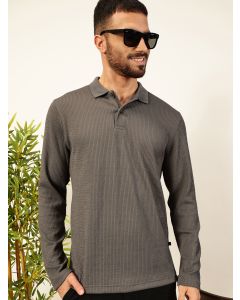 Men Grey Polo Collar Tshirt