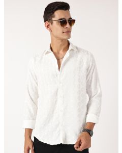 White Premium Textured Casual Shirt