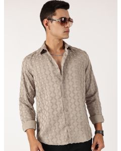Beige Premium Textured Casual Shirt