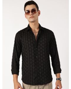 Black Premium Textured Casual Shirt