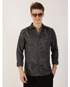 Grey Premium Slim Fit Textured Casual Shirt