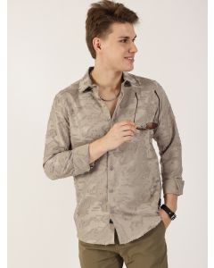 Olive Premium Slim Fit Textured Casual Shirt