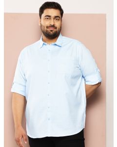 Sky Blue Plus Size Premium Pure Cotton Casual Shirt