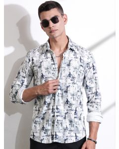 Grey Premium Abstract Printed Casual Shirt