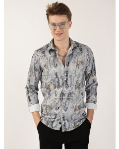 Grey Premium Abstract Printed Casual Shirt