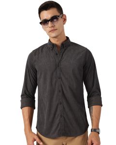 Dark Grey Premium Slim Fit Corduroy Casual Shirt