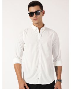 White Premium Slim Fit Corduroy Casual Shirt