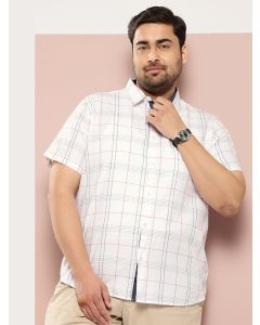 White Plus Size Premium Checked Casual Shirt