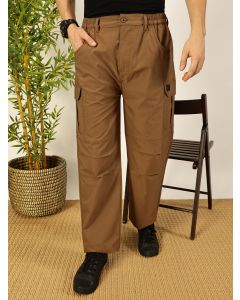 Brown Smart Loose Fit Woven Cargo Trousers
