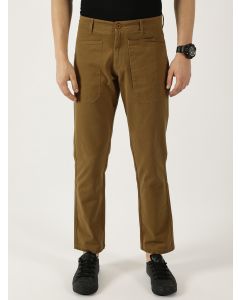 Brown Mid-Rise Straight Fit Woven Trousers