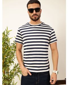 NavyBlue Regular Fit Short Sleeves Round Neck Knitted T-shirt