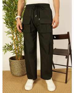 Olive  Smart Loose Fit Wrinkle Free Cargos Trousers