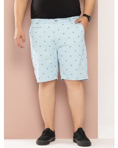 Blue Plus Size Printed Outdoor Shorts