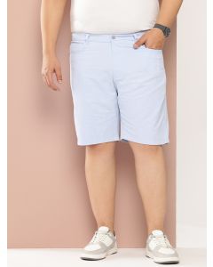 Sky Blue Plus Size Solid Mid Rise Regular Fit Cotton Chino Shorts
