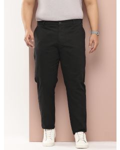 Black Plus Size Smart Easy Wash Cotton Chinos Trouser