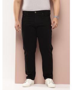 Black Plus Size Smart Easy Wash Pure Cotton Chinos Trouser