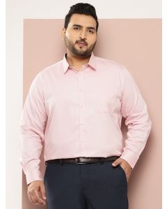 Pink Plus Size Regular Fit Long Sleeves Micro Ditsy Printed Formal Shirt