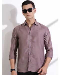 Pink Slim Fit Long Sleeves Solid Self Design Casual Shirt