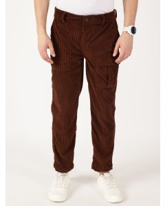 Brown Smart Straight Fit Corduroy Cargo Trouser