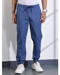 Blue Classic Slim Fit Mid-Rise Cotton Joggers