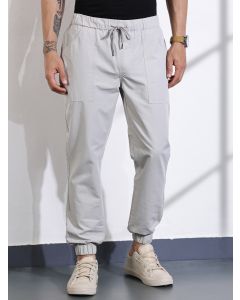 Grey Classic Slim Fit Mid-Rise Cotton Joggers