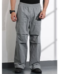 Grey Cotton Mid-Rise Smart Cargo Trouser