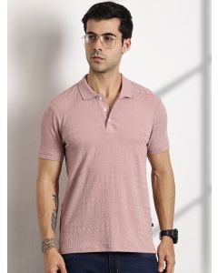 Pink Regular Fit Short Sleeve Polo Collar T-shirt