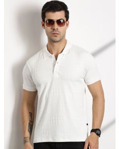 White Regular Fit Polo Collar T-shirt