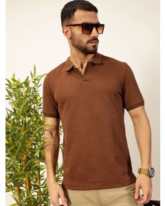 Coffee Brown Anti Odour Solid Polo Collar T-shirt