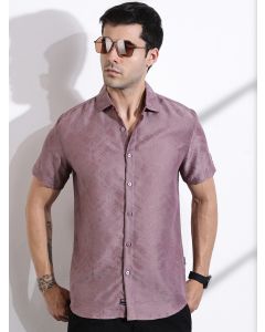 Pink Slim Fit Geometric Print Casual Shirt