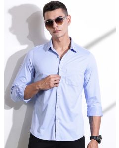 SkyBlue Slim Fit Solid Casual Shirt