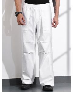 White Relaxed Fit Woven Cargo Trousers