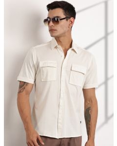 OffWhite Slim Fit Short Sleeves Solid Knit Shirt