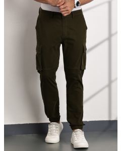 BottleGreen Mid-Rise Slim Fit Woven Cargo Trousers