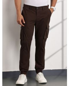 DK.Grey Mid-Rise Slim Fit Woven Cargo Trousers