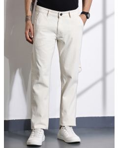 Ecru Mid-Rise Loose Fit Stretchable Jeans