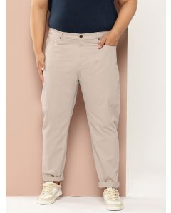 DarkGrey Plus Size Regular fit Mid-rise Cotton Woven Chinos Trouser