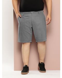 Grey Plus Size Regular fit Mid-rise Cotton Woven Outdoor Shorts