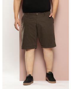 Olive Plus Size Regular fit Mid-rise Cotton Woven Outdoor Shorts