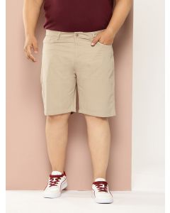 DarkGrey Plus Size Regular fit Mid-rise Cotton Woven Chino Shorts