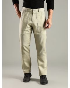 Olive Mid-Rise Relaxed Fit Woven Trouser