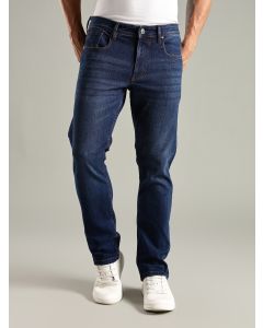 Indigo Mid-Rise Straight Fit Stretchable Jeans