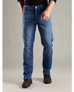 Indigo Mid-Rise Straight Fit Stretchable Jeans