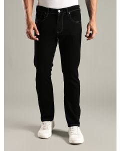 Black Mid-Rise Straight Fit Stretchable Jeans