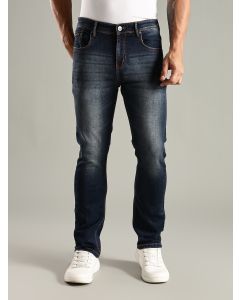 Indigo Mid-Rise Straight Fit Stretchable Jeans