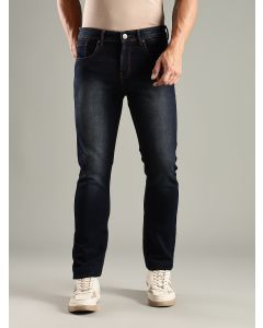 Indigo Mid-Rise Straight Fit Stretchable Jeans