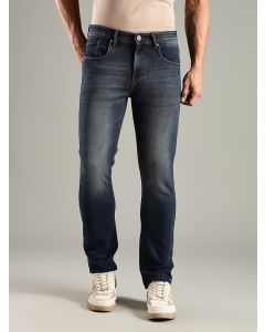 Indigo Mid-Rise Straight Fit Stretchable Jeans