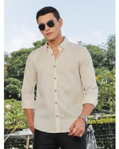 Natural Slim Fit Long Sleeves Button-Down Collar Lyocel Linen Casual Shirt
